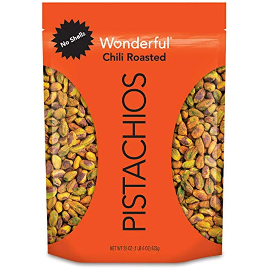 Wonderful Pistachios, No Shells, Chili Roasted Nuts, 22 Ounce Resealable Pouch