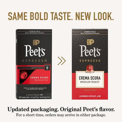 Peet's Coffee Espresso Capsules, Medium Roast, Crema Scura, 50 Count