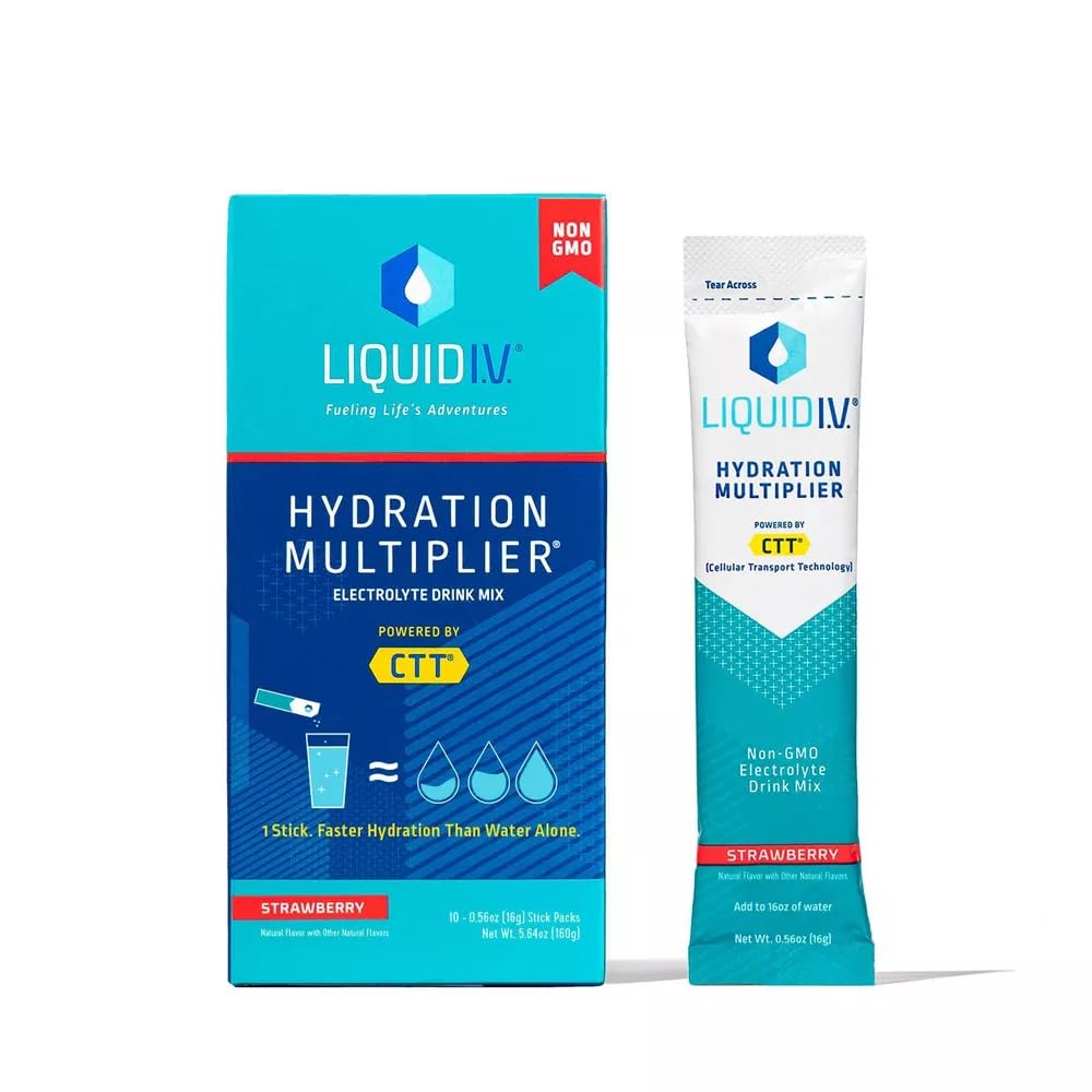 Liquid IV Strawberry Hydration Electrolyte 10 Count, 0.56 OZ