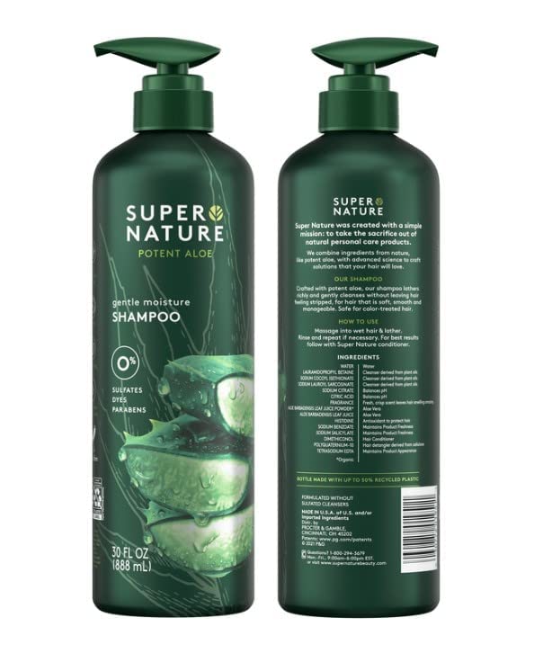 Super Nature Potent Aloe Gentle Moisture Shampoo, 30 Fluid Ounce, 2.23 pounds, 1 Count