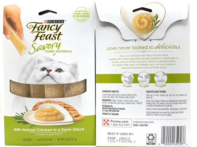 Fancy Feast Savory Pur�e Naturals With Natural Chicken In A Demi-Glace Cat Treats