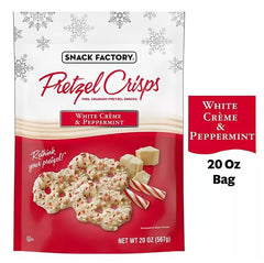 Snack Factory, White Crème & Peppermint Covered Pretzels, 20 oz.