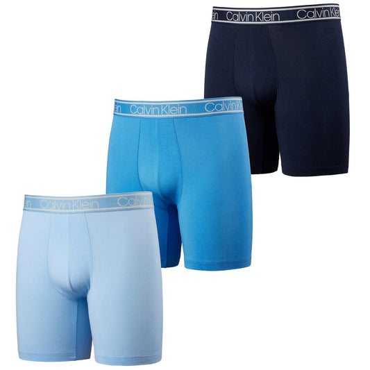 Calvin Klein Men`s Microfiber Boxer Briefs Pack of 3 (US, Alpha, Large, Regular, Regular, NAVY/BLUE/LIGHT BLUE)