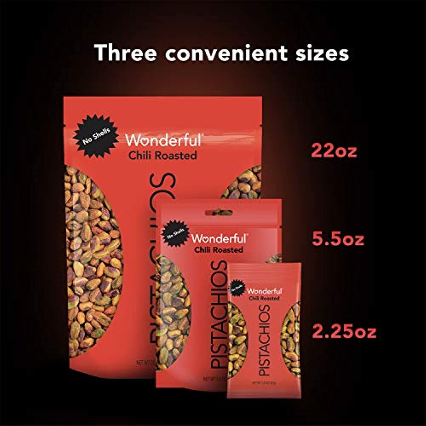 Wonderful Pistachios, No Shells, Chili Roasted Nuts, 22 Ounce Resealable Pouch