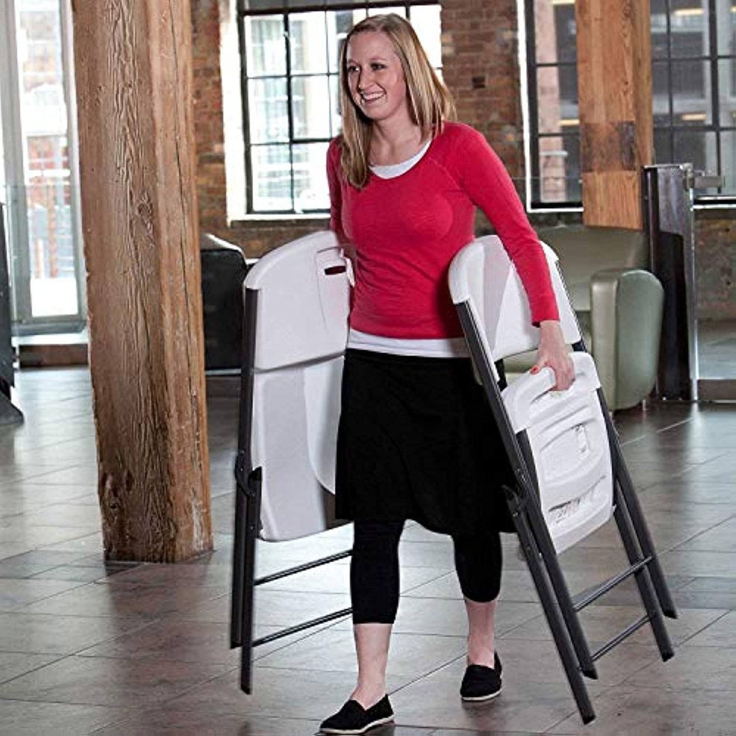 Lifetime Lightweight Indoor Outdoor Plastic Folding Chairs, White (8 Pack)