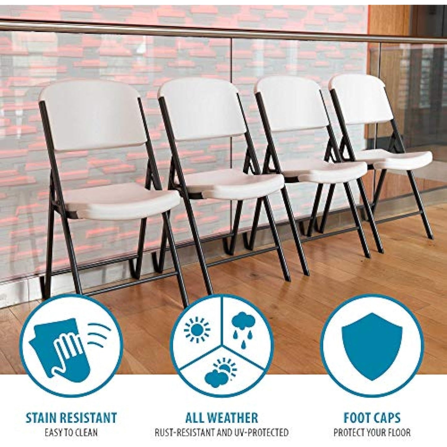 Lifetime 22804 Classic Commercial Folding Chair, White Granite, 1-pack