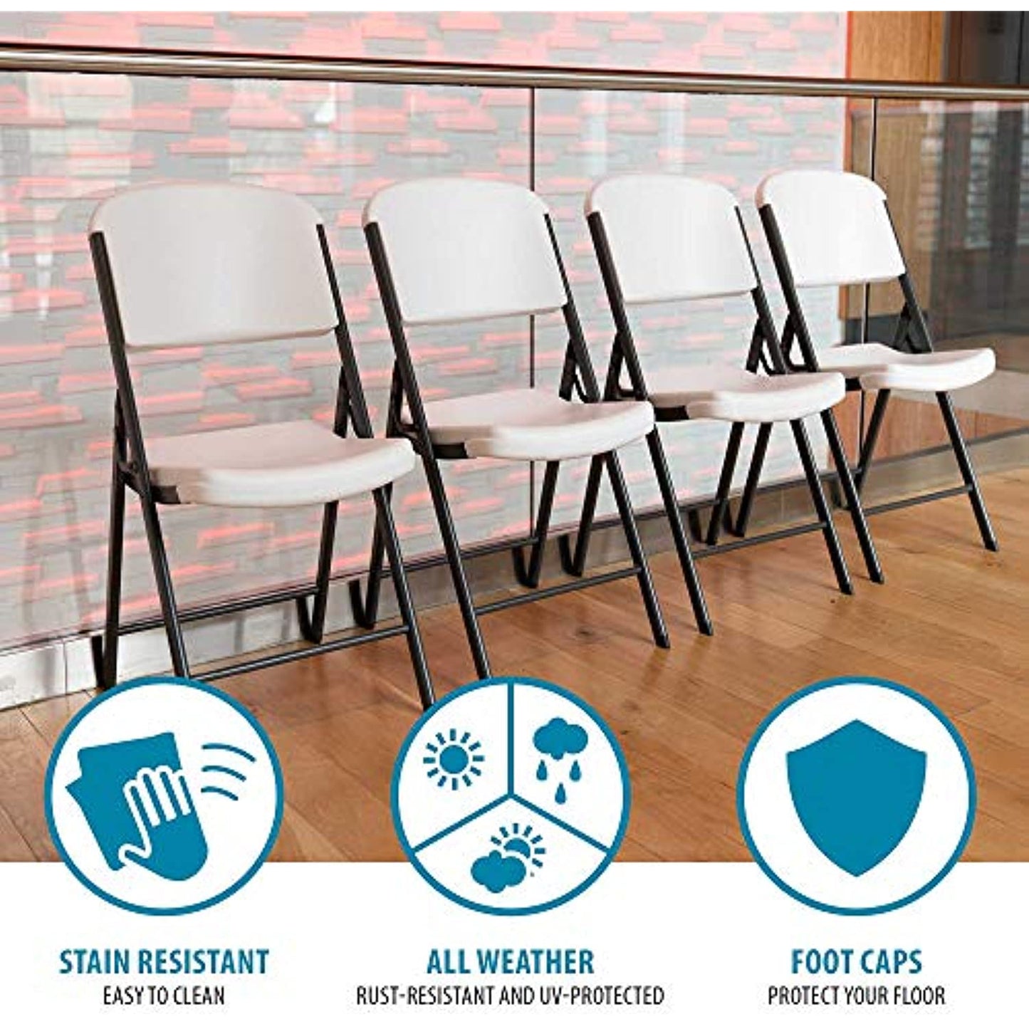 LIFETIME Commercial Grade Folding Chairs, 6 Pack, White Granite