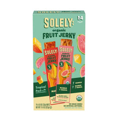 SOLELY Variety Pack - Mango & Guava Fruit Jerky - Real Fresh Fruit Strips - Healthy Snacks for Adults & Kids - Non GMO, Vegan Snacks, Shelf Stable - 14 Strips (0.8 oz) | Individually wrapped whole fruit strips with no added sugar or preservatives -