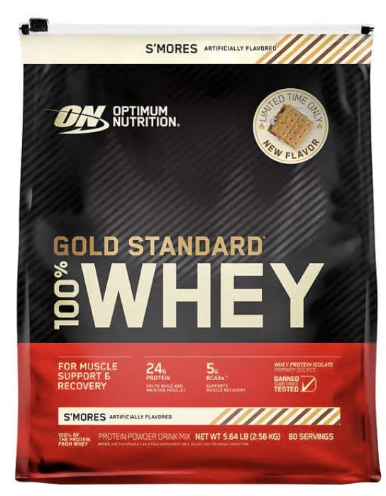 Optimum Nutrition Gold Standard 100% Whey Protein Powder, S'More Flavor, 5 Pound (Packaging May Vary)