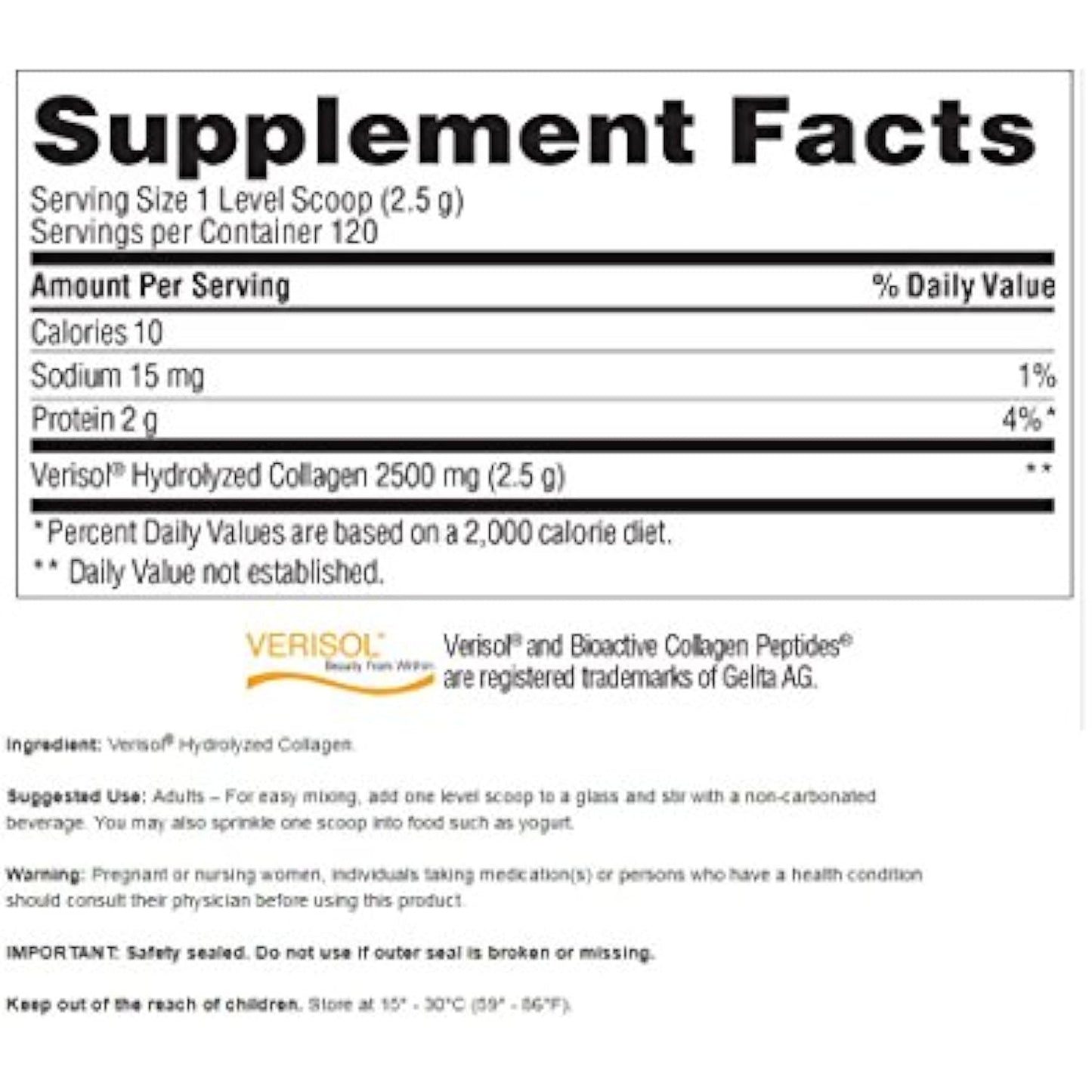 Trunature Verisol Collagen Powder 2,500 mg, 10.62 Ounces