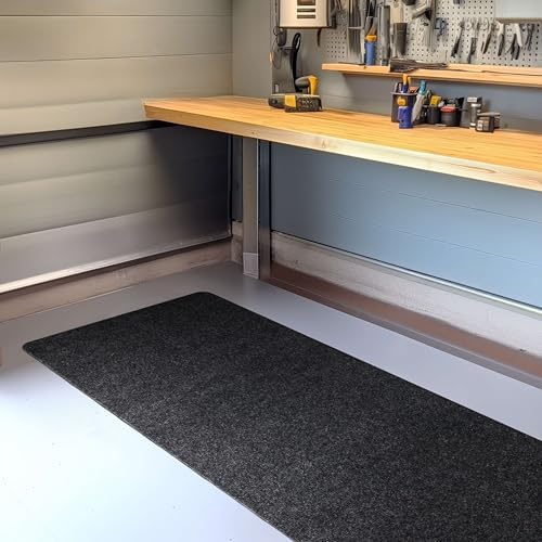 Mohawk Home Utility Runner Floor Mat Black 3' X 8' All Weather Indoor/Outdoor Non Slip Perfect for Garage, Entryway, Porch, and Laundry Room