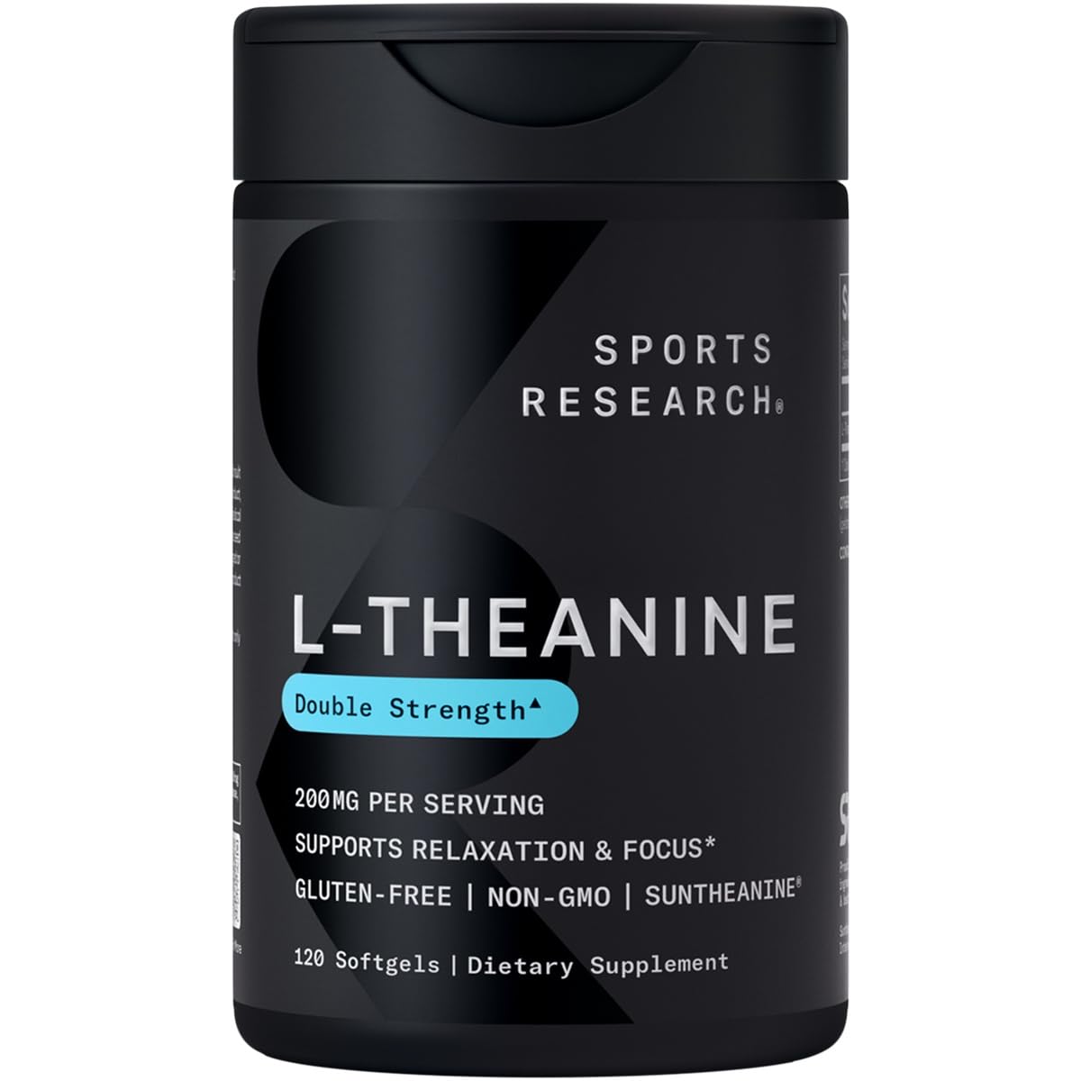 Sports Research L-Theanine 200mg w/Suntheanine, 120 Count Softgels