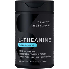 Sports Research L-Theanine 200mg w/Suntheanine, 120 Count Softgels