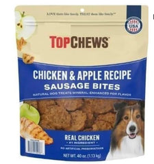 Top Chews Chicken & Apple Sausage Bites, Proudly Made in USA, Net Weight. 2.5 lbs - 100% Natural Dog Treats, and No Artificial Preservatives
