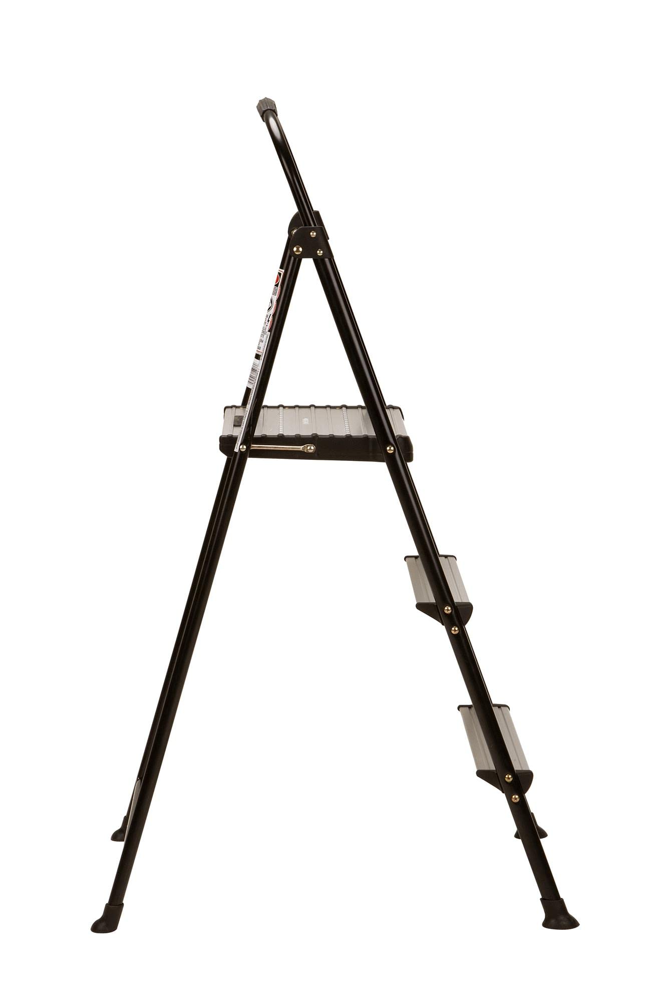 COSCO 11425ABK1E Folding Step Stool with Rubber Hand Grip, 8 Ft. 10 in. Max Reach, ANSI Type 1, 250 lb Weight Capacity, 3, Black