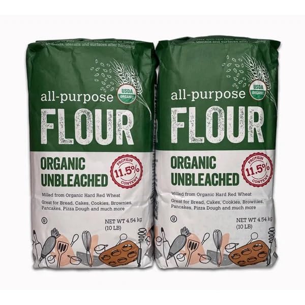 Kirkland Signature Organic Unbleached All Purpose Flour, 10 Pounds (Pack of 2)