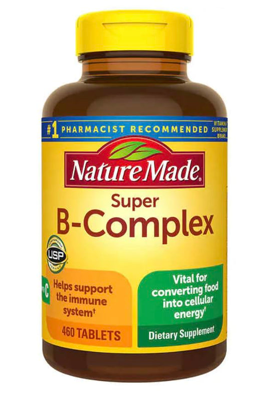 Nature Made Super B-Complex with Vitamin C and Folic Acid, Dietary Supplement for Immune Support, 460 Tablets, 460 Day Supply