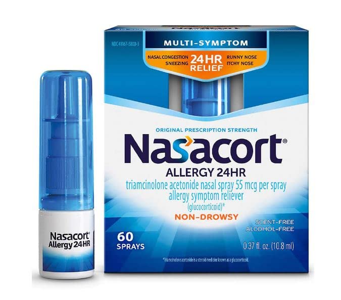 Nasacort Allergy 24 Hr Multi-Symptom Nasal Allergy Spray - 60 Sprays, Pack of 4