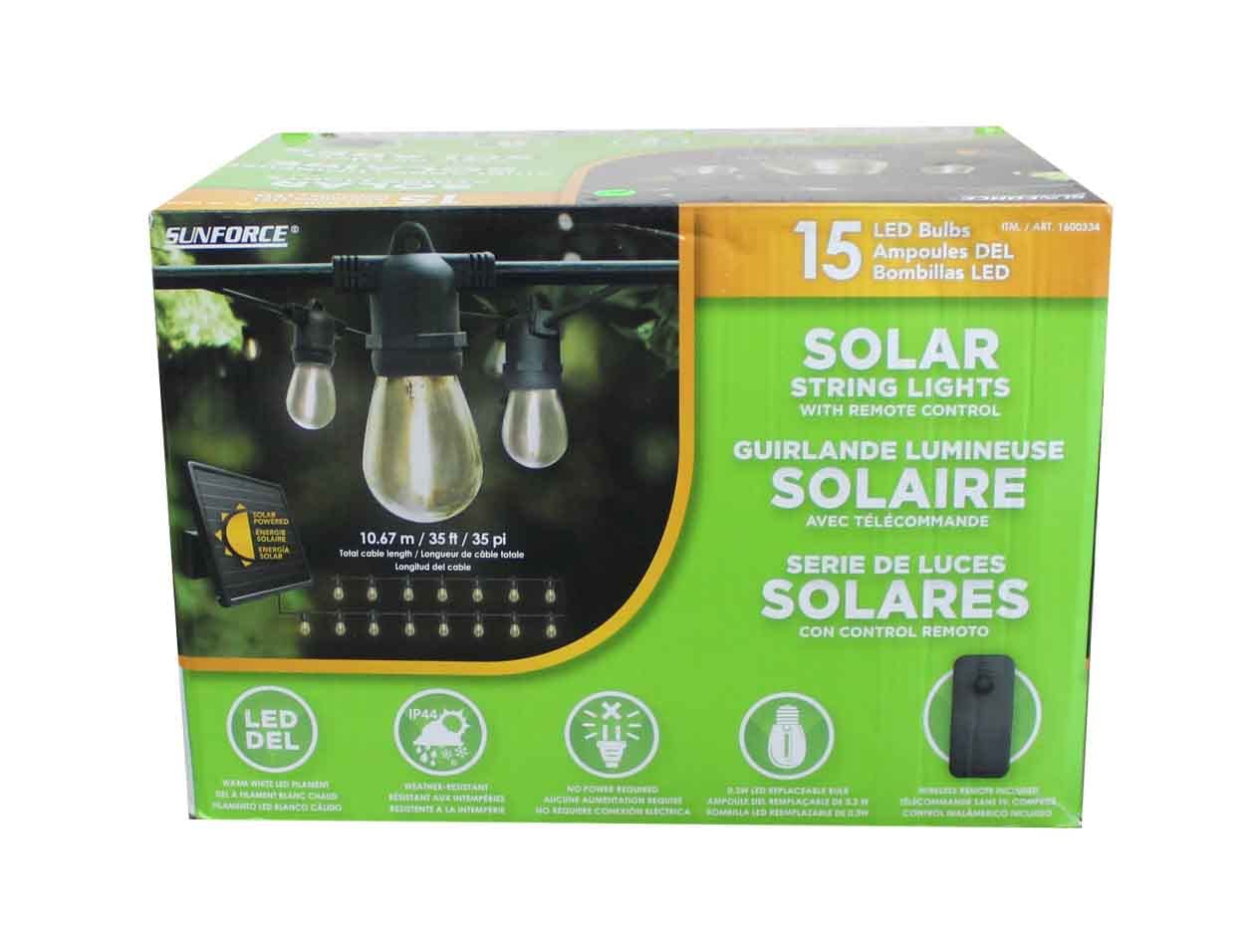 Sunforce 35' Solar LED String Lights with Remote Control