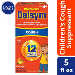 Delsym 12 Hour Cough Suppressant, Orange - 5 oz, Pack of 4