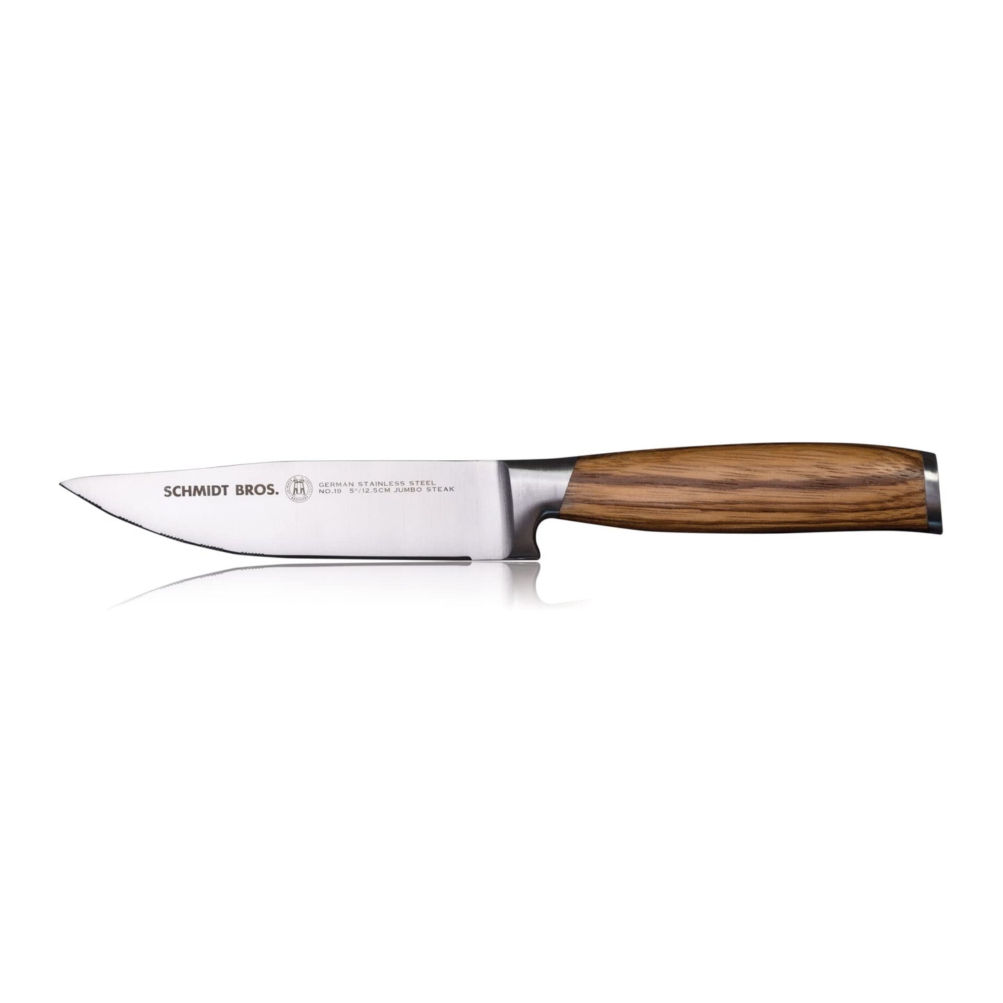 Schmidt Brothers - Zebra Wood 4-Piece Jumbo Steak Knife Set, High-Carbon German Stainless Steel Cutlery in a Wood Gift Box