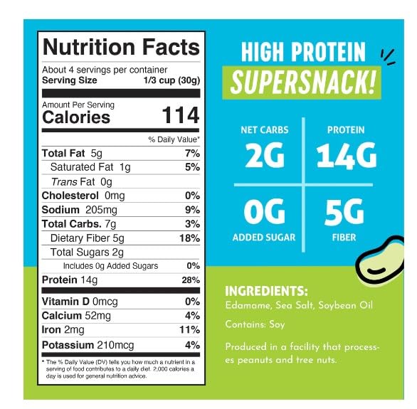 The Only Bean Crunchy Dry Roasted Edamame Snacks (Sea Salt),18 Ounce (Pack of 1)