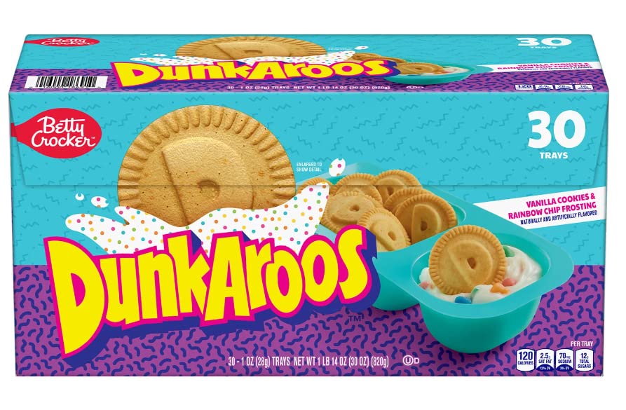Dunkaroos Vanilla Cookies and Vanilla Frosting with Rainbow Sprinkles by Betty Crocker (30 count) 2 lb box