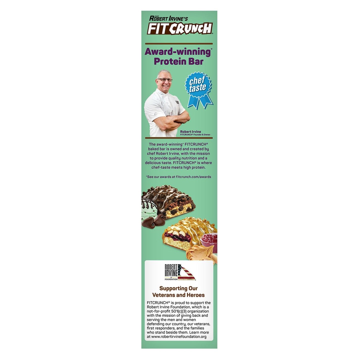 Chef Robert Irvine's FITCRUNCH Protein Bar Variety, Mint Choc Chip & PBJ (18 Ct)