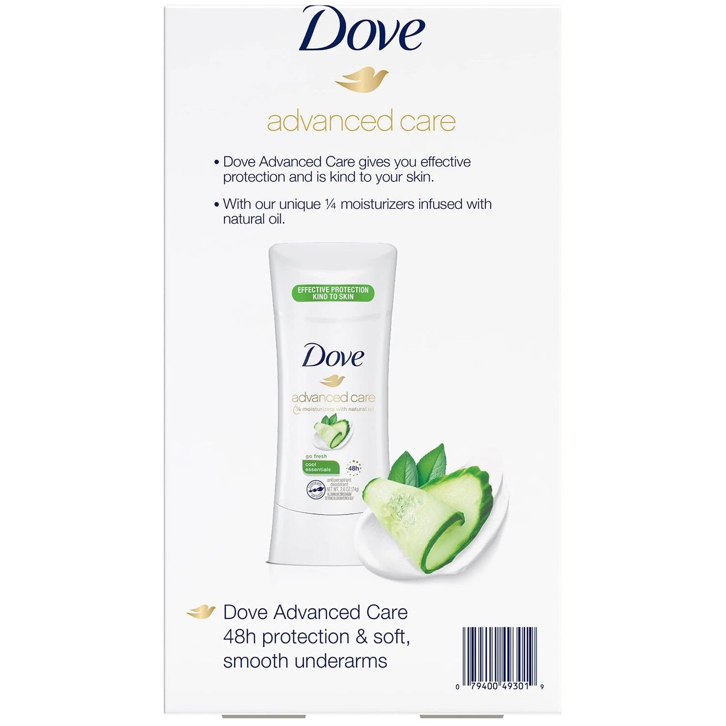 Dove Antiperspirant Deodorant Cool Essentials, 2.6 Ounce (Pack of 4)