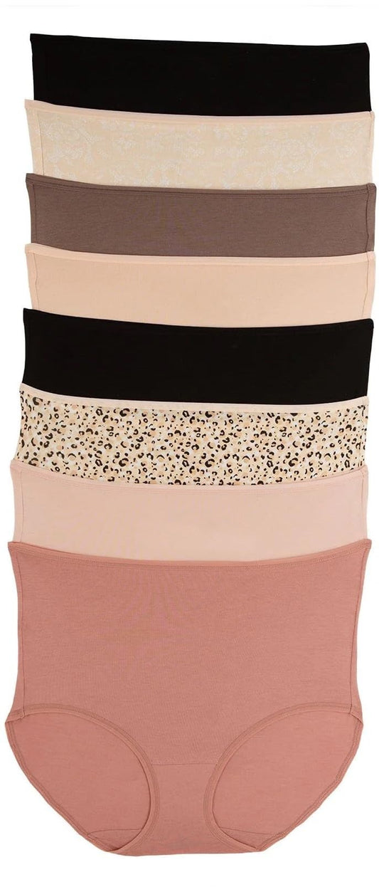 Felina Womens 8 Pack Cotton Modal Stretch Hi-Cut Brief (US, Alpha, Medium, Regular, Regular)