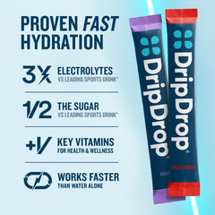 DripDrop Hydration Packets - Juicy Variety Pack - Single Serve Electrolytes Powder Drink Mix - Grape, Fruit Punch, Strawberry Lemonade, Cherry - Non-GMO, Gluten Free, Vegan - 32 Sticks