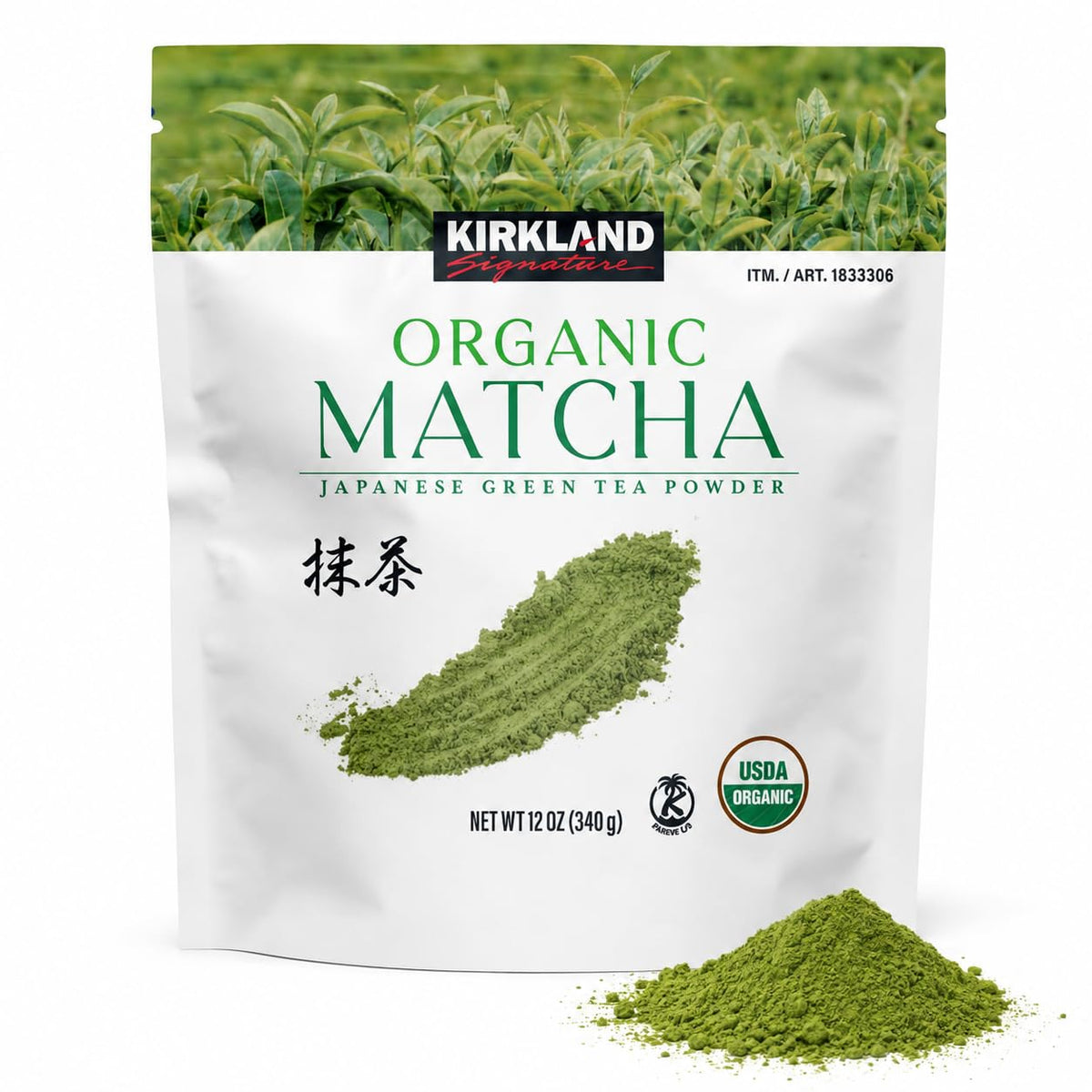 Kirkland Signature Organic Matcha Green Tea Powder 12 oz, Japanese, 340g