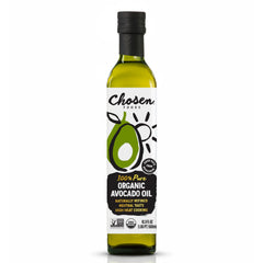 Chosen Foods Organic Avocado Oil, 16.9 Fl Oz - All Purpose Cooking Oil made from 100% Pure Avocados - Non-GMO, Gluten-Free, Keto Friendly, Glyphosate Free - 500mL (Pack Of 1)