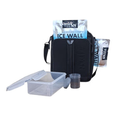 Titan by Arctic Zone Expandable Lunch Box – Insulated, Crush-Resistant Cooler with 2 Ice Walls & Leak-Proof Lining – Meal Prep Bag with Strap & Container for Work & Travel | Black (Black)