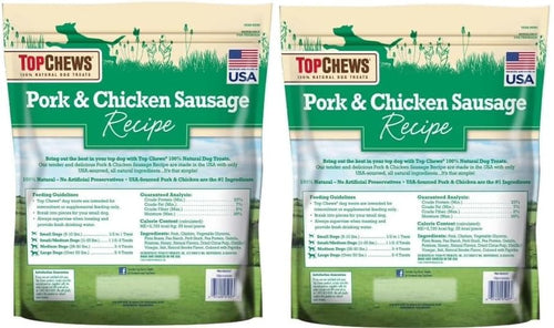(Pack of 2) Top-Chews Pork & Chicken Sausage Bite, Net Weight 36 Ounce