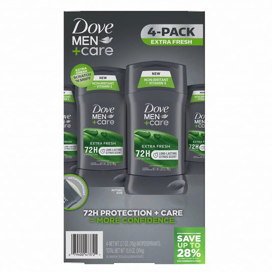 Dove Men+Care Antiperspirant Deodorant, Extra Fresh, 2.7 Ounce (Pack of 4)