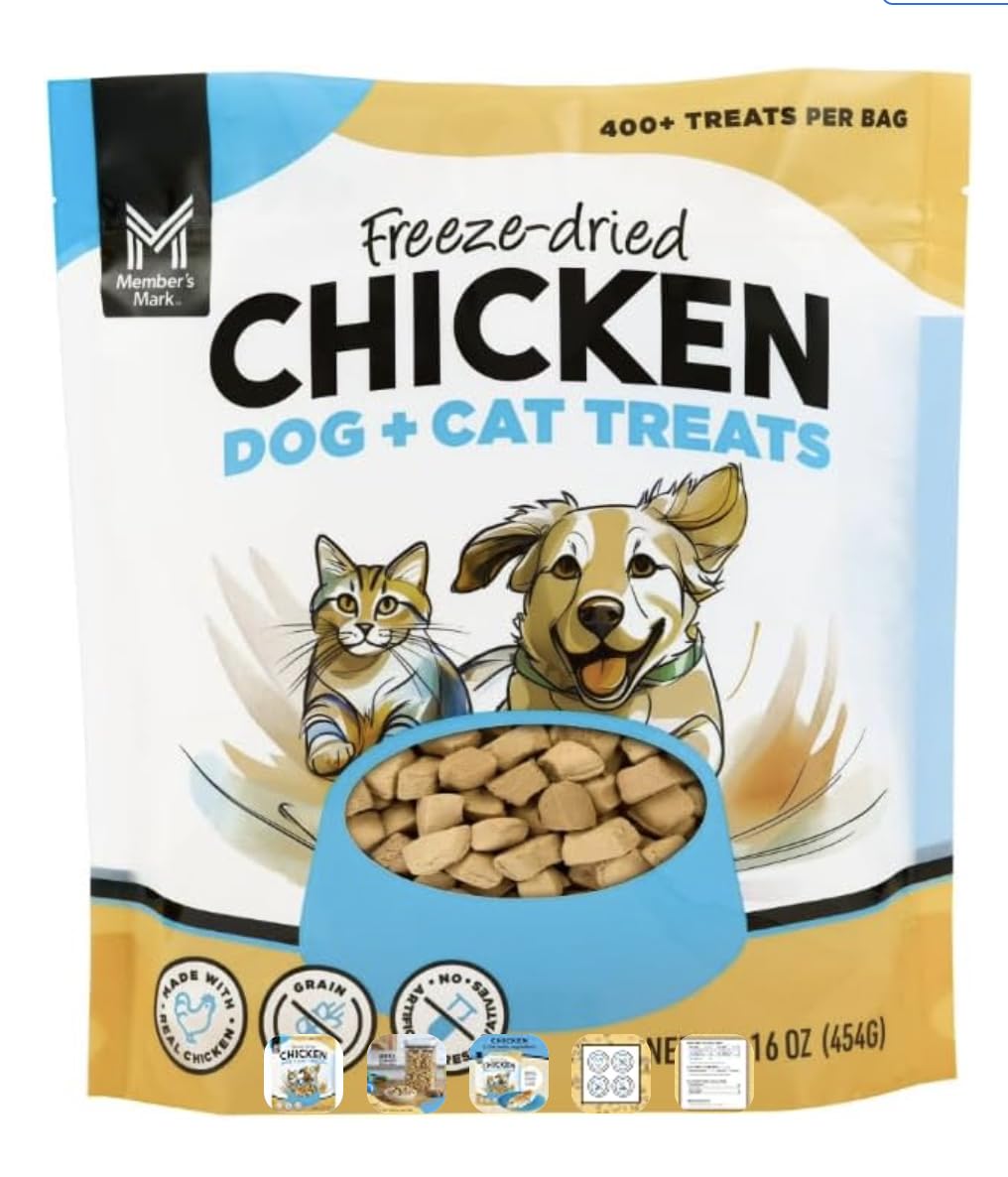 Member's Mark Freeze Dried Chicken Treat, Dog and Cat, 16 Ounce