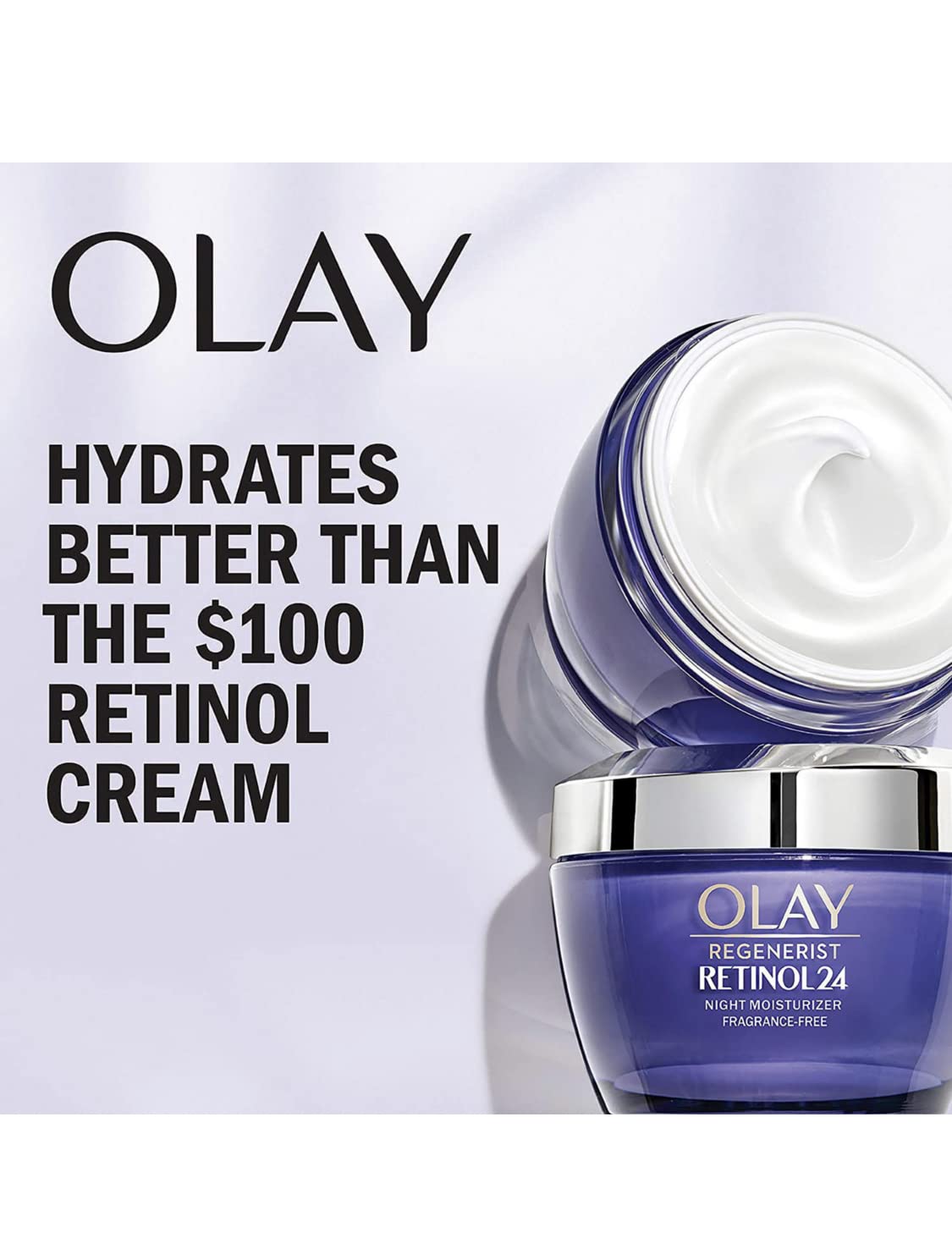 Olay Retinol + Peptide 24 Fragrance Free Night Moisturizer, 1.7 OZ (2 Packs)