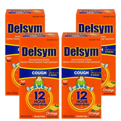 Delsym 12 Hour Cough Suppressant, Orange - 5 oz, Pack of 4