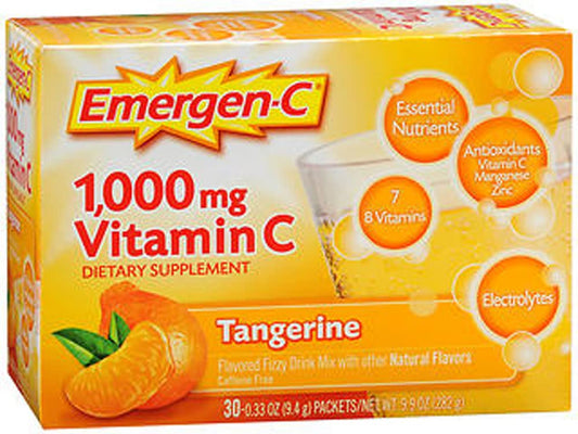 Emergen-C Vitamin C Tangerine Flavored Drink Mix 30 Packets, 0.33 oz (Pack of 2)