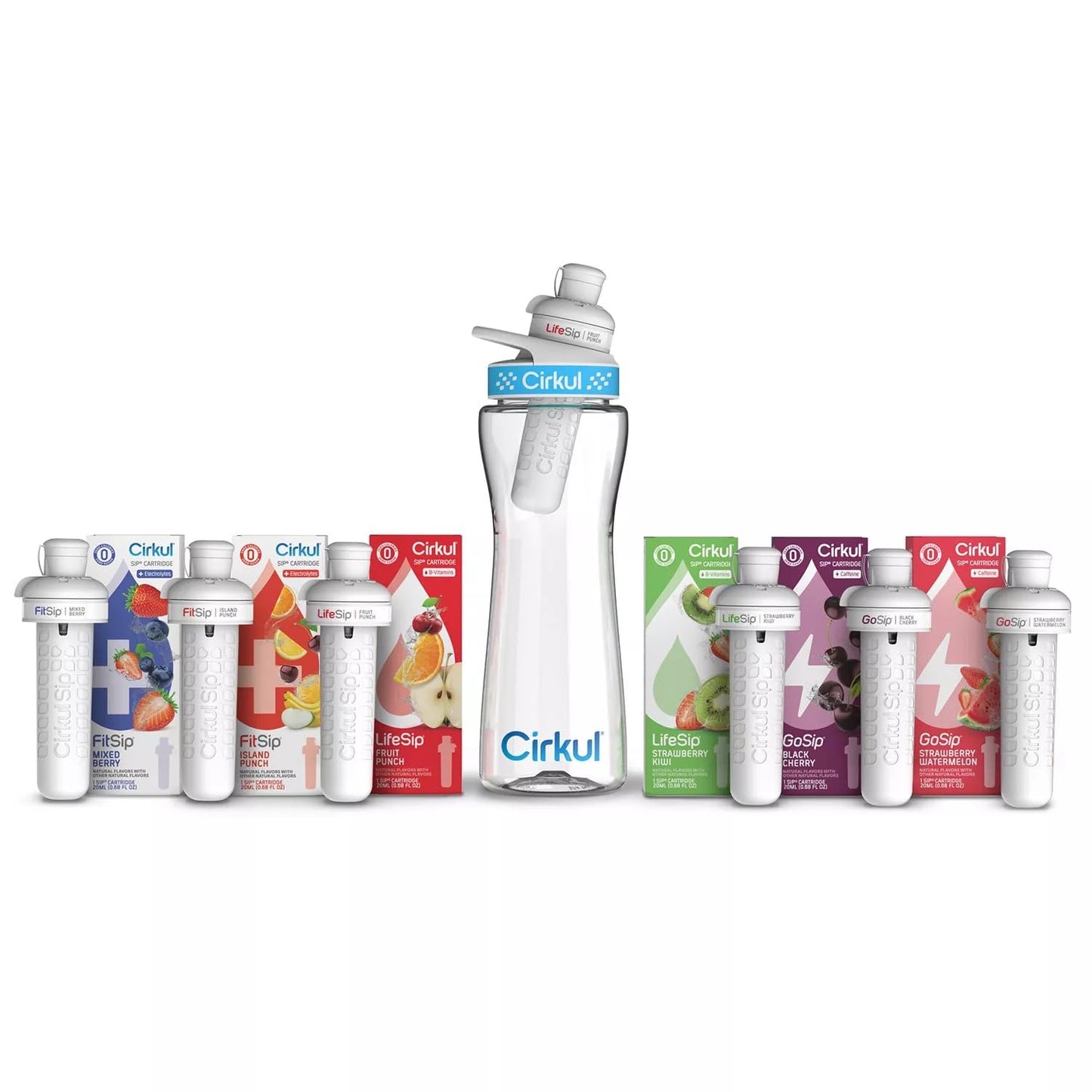 Cirkul 22-oz. Plastic Water Bottle Starter Kit With Blue Lid + 6 Flavor Cartridges