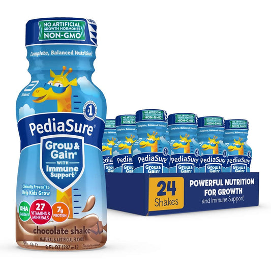PediaSure Grow & Gain with Immune Support, Kids Protein Shake, 27 Vitamins and Minerals, 7g Protein, Helps Kids Catch Up On Growth, Non-GMO, Gluten-Free, Chocolate, 8 Fl Oz (Pack of 24)