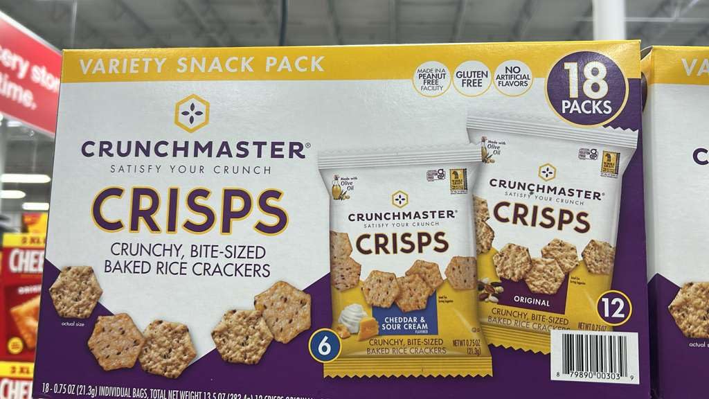 Crunchmaster Crisps Variety Snack Pack, Crunchy Bite-Sized Baked Rice Crackers, Gluten Free, 18 Packs