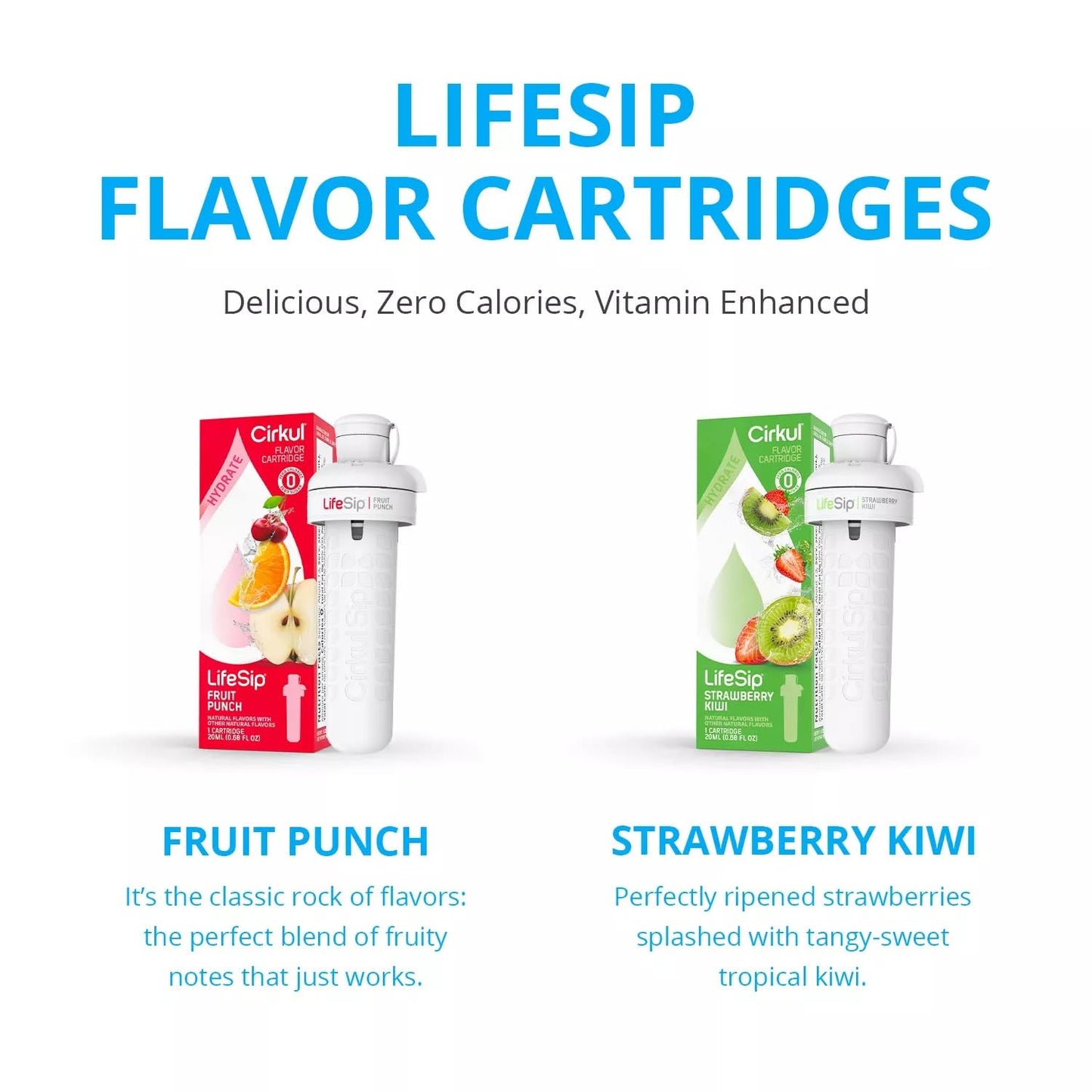 Cirkul 22-oz. Plastic Water Bottle Starter Kit With Blue Lid + 6 Flavor Cartridges