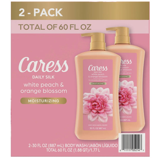 Caress Daily Silk Hydrating Body Wash, Peach & Orange Blossom, 30 Fl Oz (2 Pk)