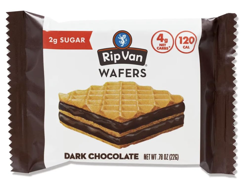 Rip Van Dark Chocolate Wafers  24 Individually Wrapped Snacks | Low Sugar, Vegan & Non-GMO | High Fiber, Low Carb, 0.78 oz Each