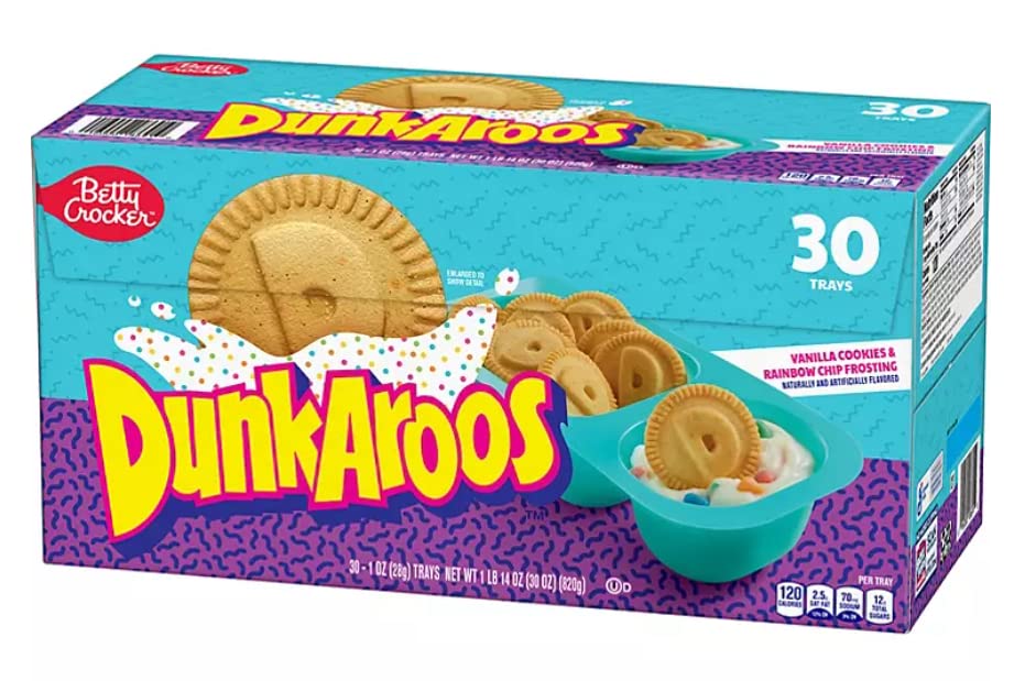 Dunkaroos Vanilla Cookies and Vanilla Frosting with Rainbow Sprinkles by Betty Crocker (30 count) 2 lb box