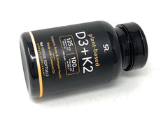 Sports Research Vitamin D3 K2 with 5000iu of Plant-Based D3 & 100mcg of Vitamin K2 as MK-7, Non-GMO Verified & Vegan Certified - 160 Liquid Softgels