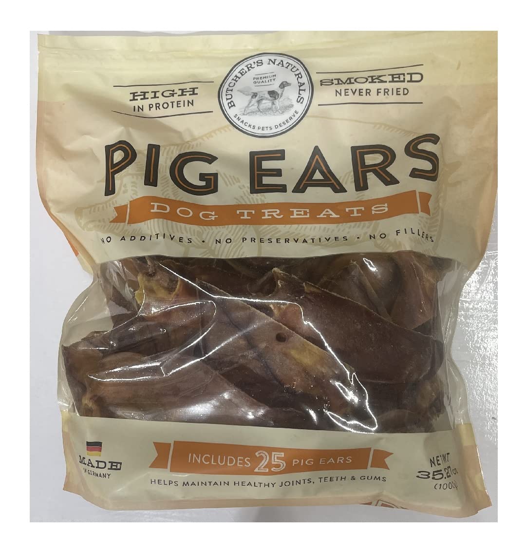 Butcher's Naturals Dog Treat Pig Ear Smoked Never Fried No Fillers No Additives No Corn No Soy ( ( 35.27 OZ)
