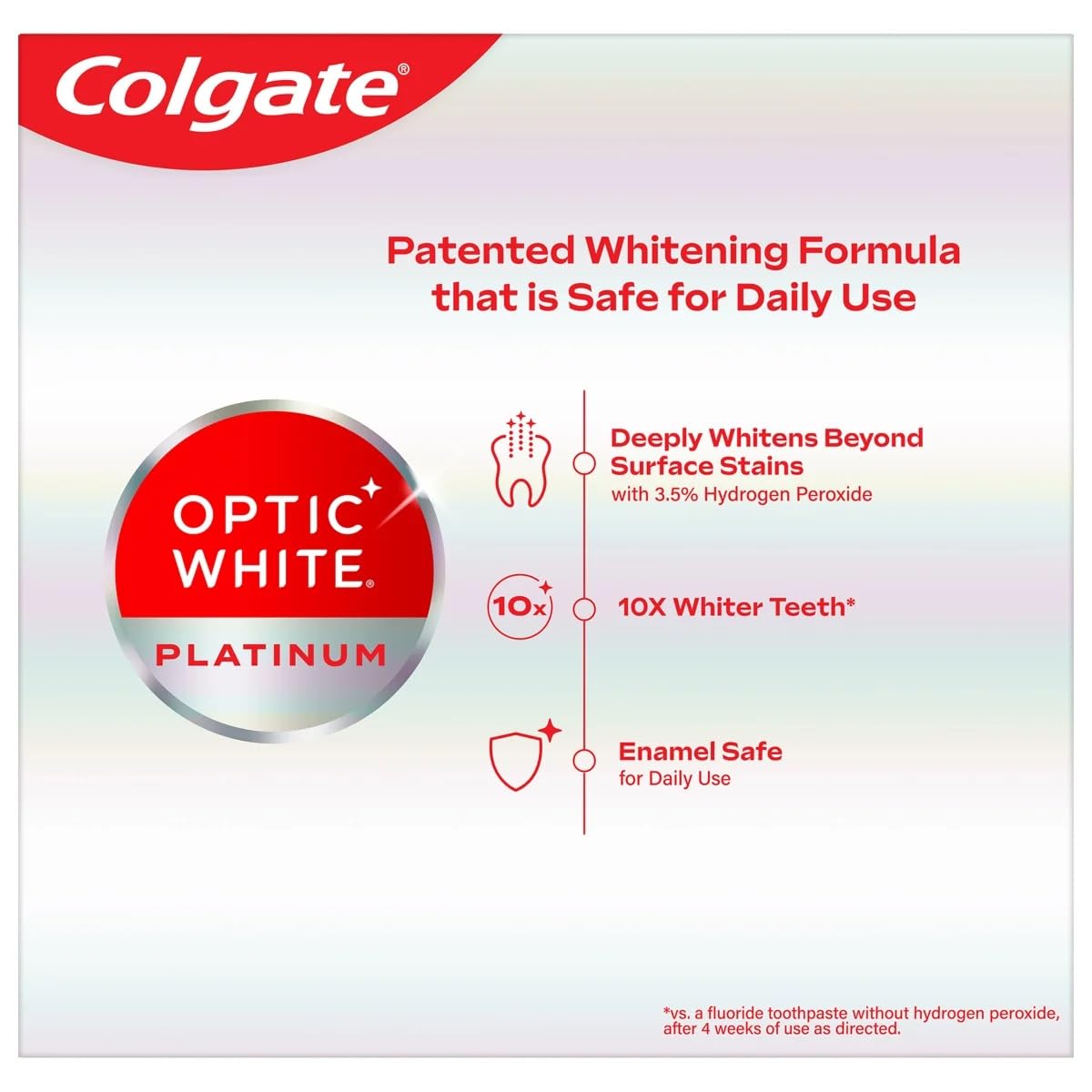 Colgate Optic White Platinum Toothpaste, 4.1 Ounce (Pack of 4)